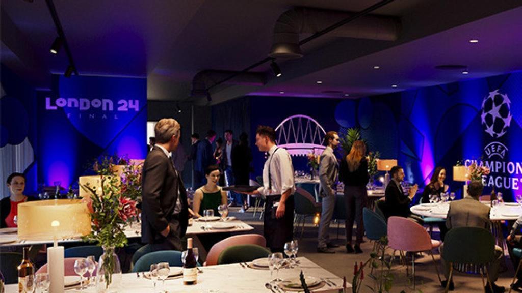 Zona de restauración dentro de Wembley para la final de la Champions League