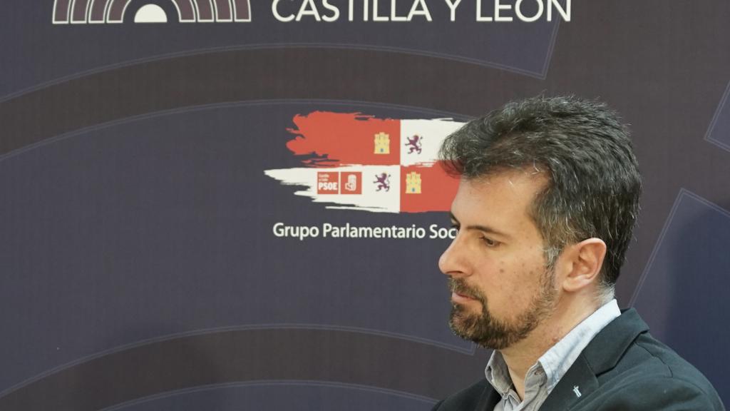 El secretario general del PSCyL, Luis Tudanca, durante su rueda de prensa de este viernes.