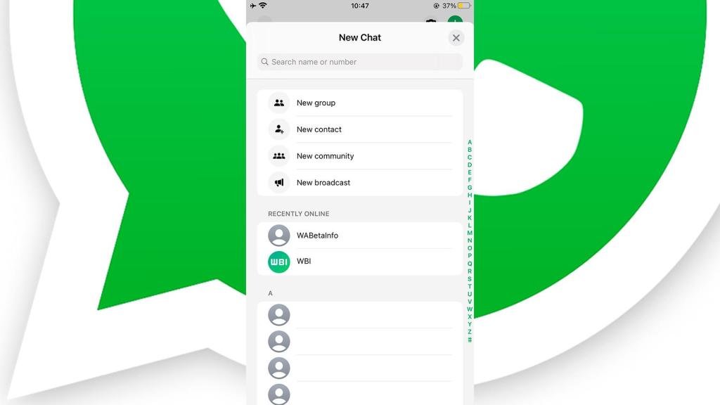 Captura de pantalla de los usuarios conectados recientemente en WhatsApp