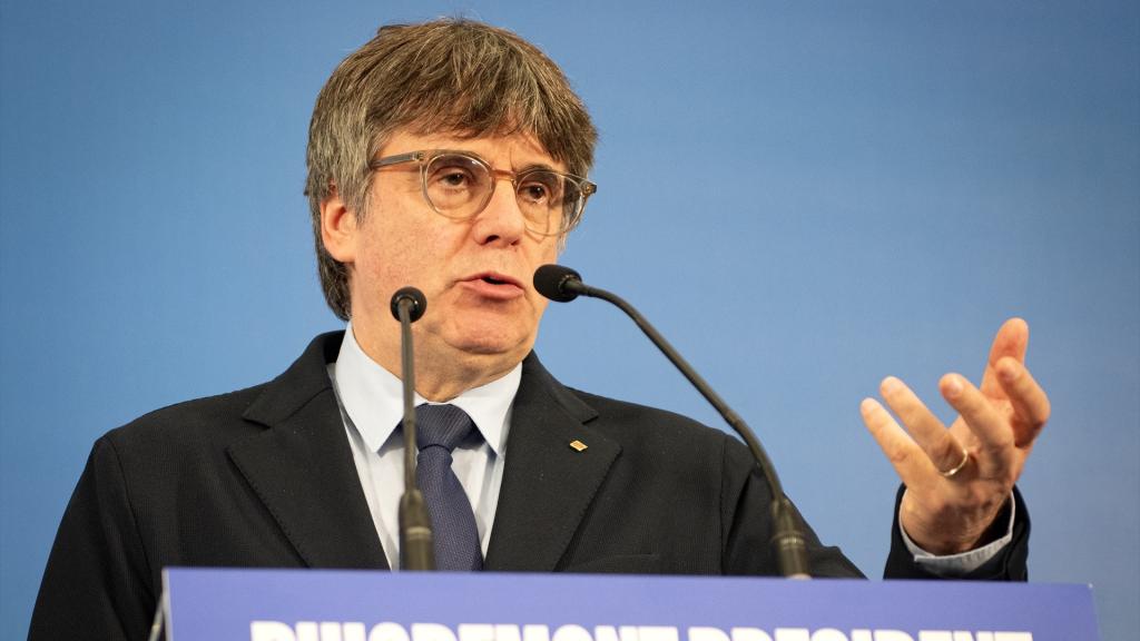Carles Puigdemont durante un mitin celebrado el lunes en la población francesa de Argelès-sur-Mer.