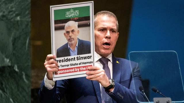 Gilad Erdan, embajador de Israel ante la ONU, en un discurso en la sede de Nueva York.