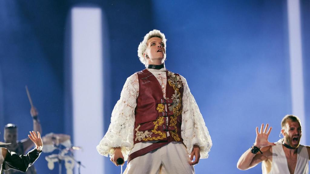 Baby Lasagna actúa en el Malmö Arena con su 'Rim Tim Tagi Dim'.