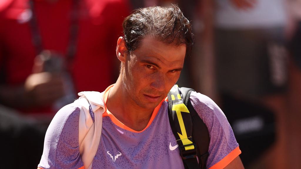 Rafa Nadal, con gesto desafiante tras perder en el Masters 1000 de Roma.