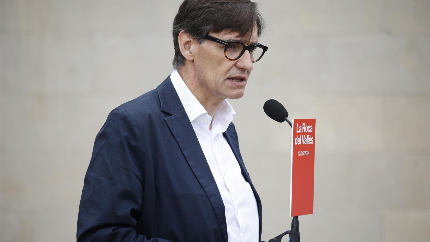 El candidato socialista a la Presidencia de la Generalitat, Salvador Illa, este domingo.