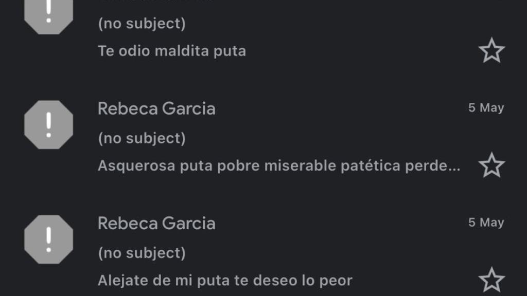 Algunos de los mensajes que Rebeca enviaba a Andreina.