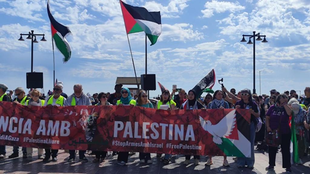 Un momento del acto en favor de Palestina.