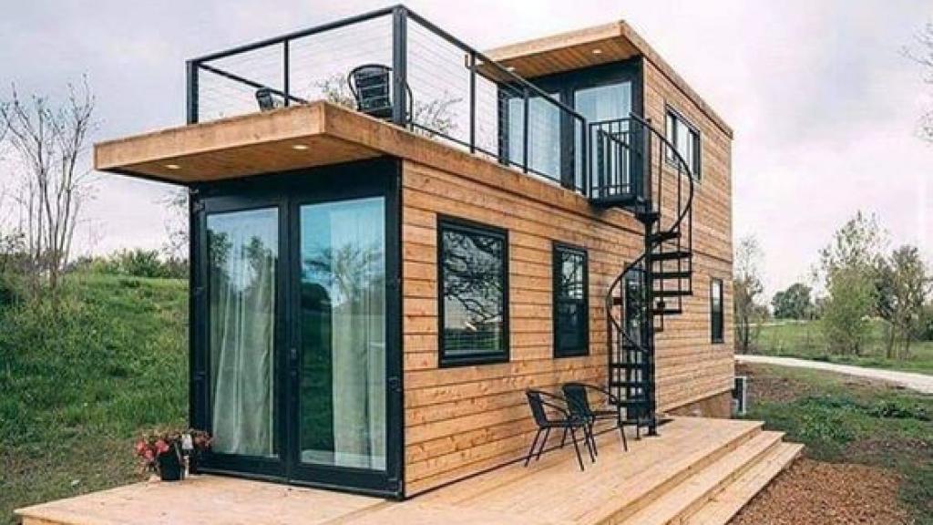 Casa contenedor de acero modular prefabricada.
