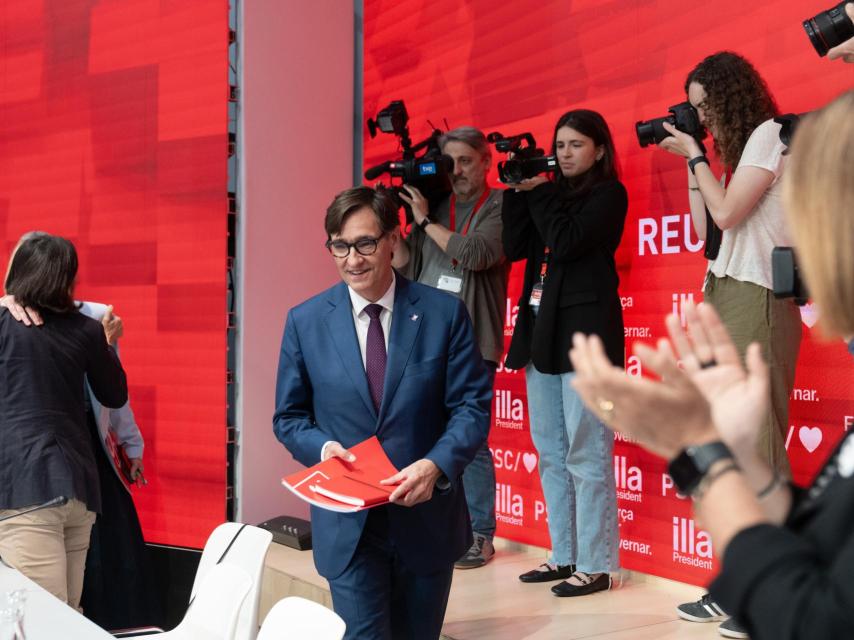 El líder del PSC y candidato del partido a la Presidencia de la Generalitat, Salvador Illa, a su llegada a una reunión de la ejecutiva del PSC de este lunes.