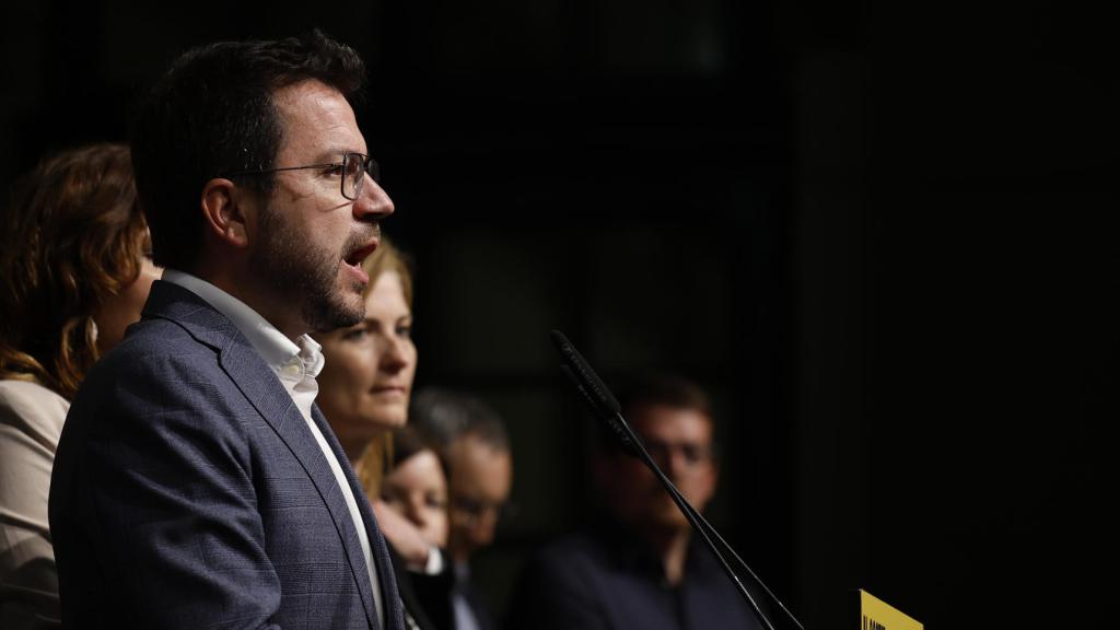 Pere Aragonès , candidato de ERC, valora los resultados obtenidos en las elecciones catalanas.