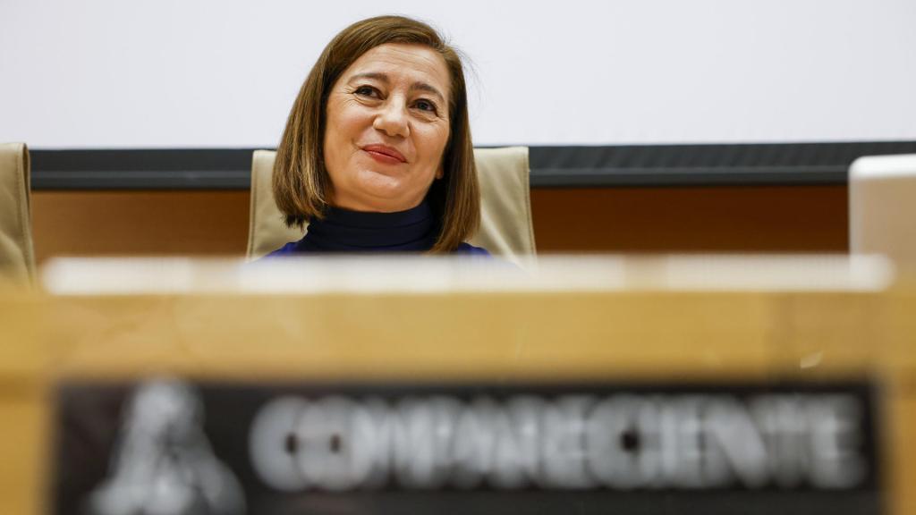 La presidenta del Congreso, Francina Armengol, este lunes en la comisión de investigación del Congreso de los Diputados.