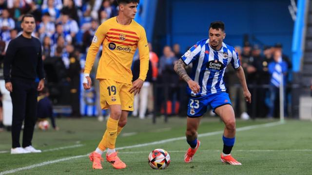 Ximo Navarro durante el encuentro entre Deportivo y Barcelona B.