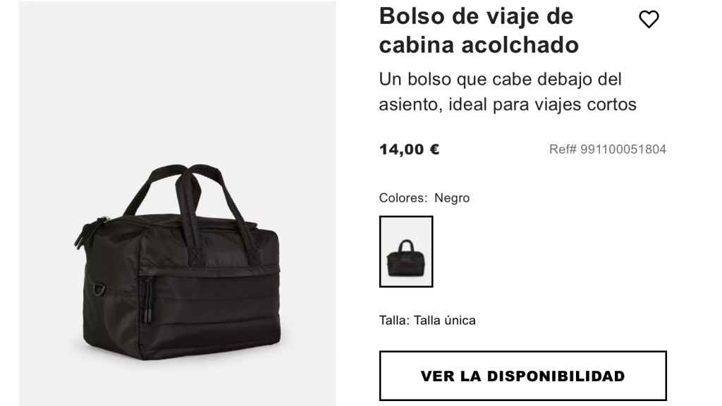 Bolso de viaje de cabina acolchado.