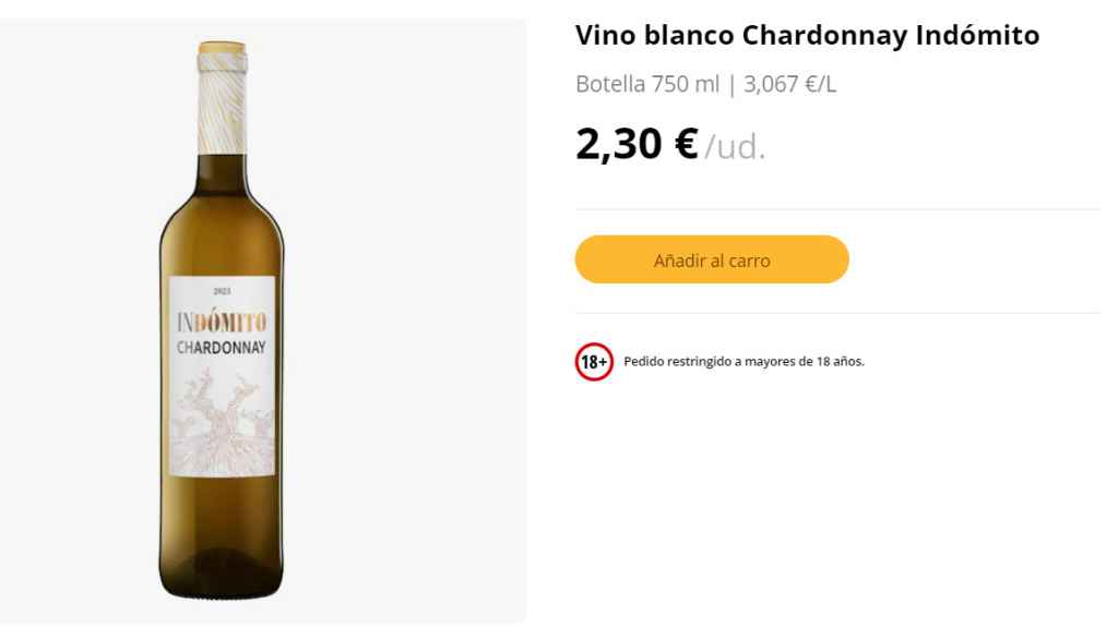 Vino blanco Chardonnay Indómito.