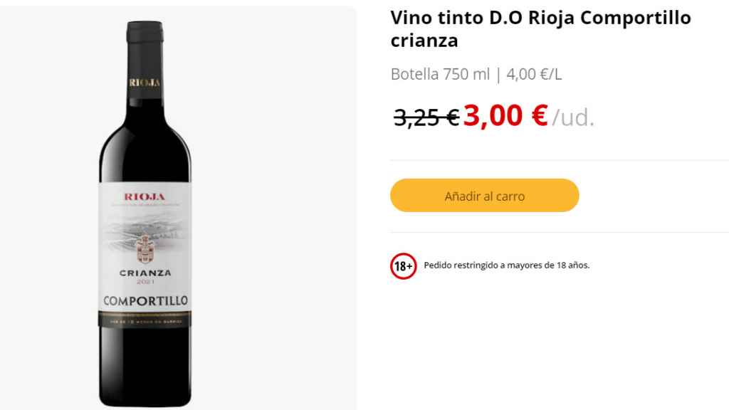 Vino tinto D.O Rioja Comportillo crianza.