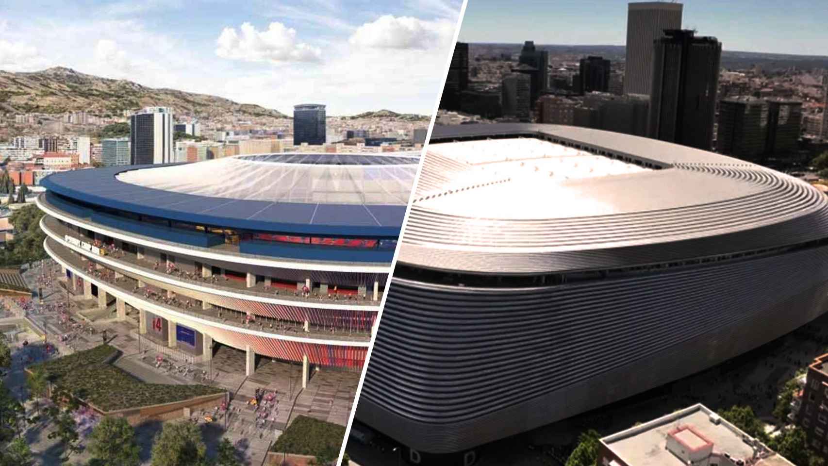 El Camp Nou y el Santiago Bernabéu, tras sus respectivas reformas