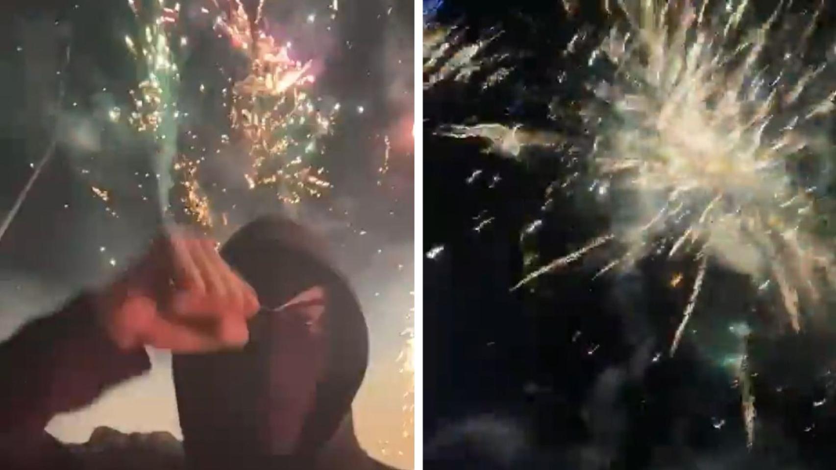 Los ultras del Arsenal, lanzando fuegos artificiales.