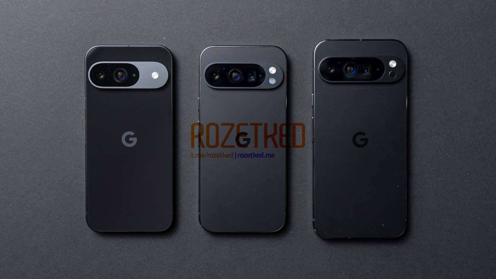 Pixel 9, Pixel 9 Pro y Pixel 9 Pro XL en una imagen filtrada