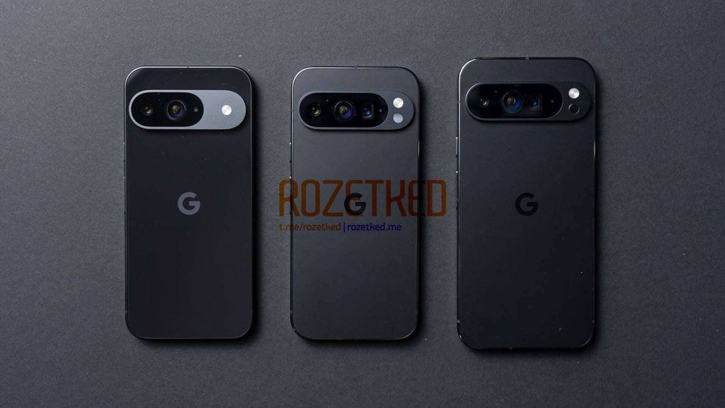 Pixel 9, Pixel 9 Pro y Pixel 9 Pro XL en una imagen filtrada