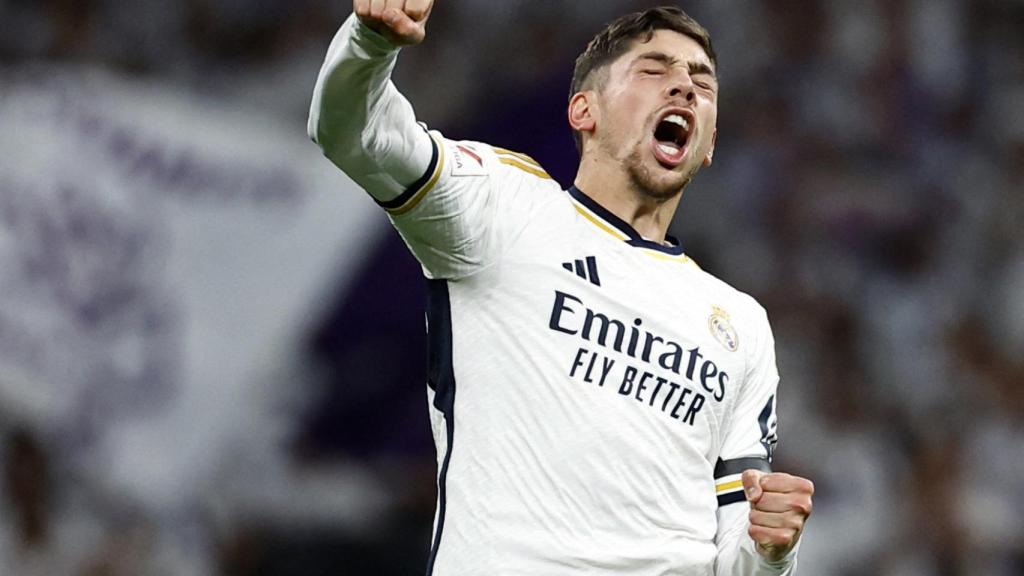 Fede Valverde celebra su gol con rabia.