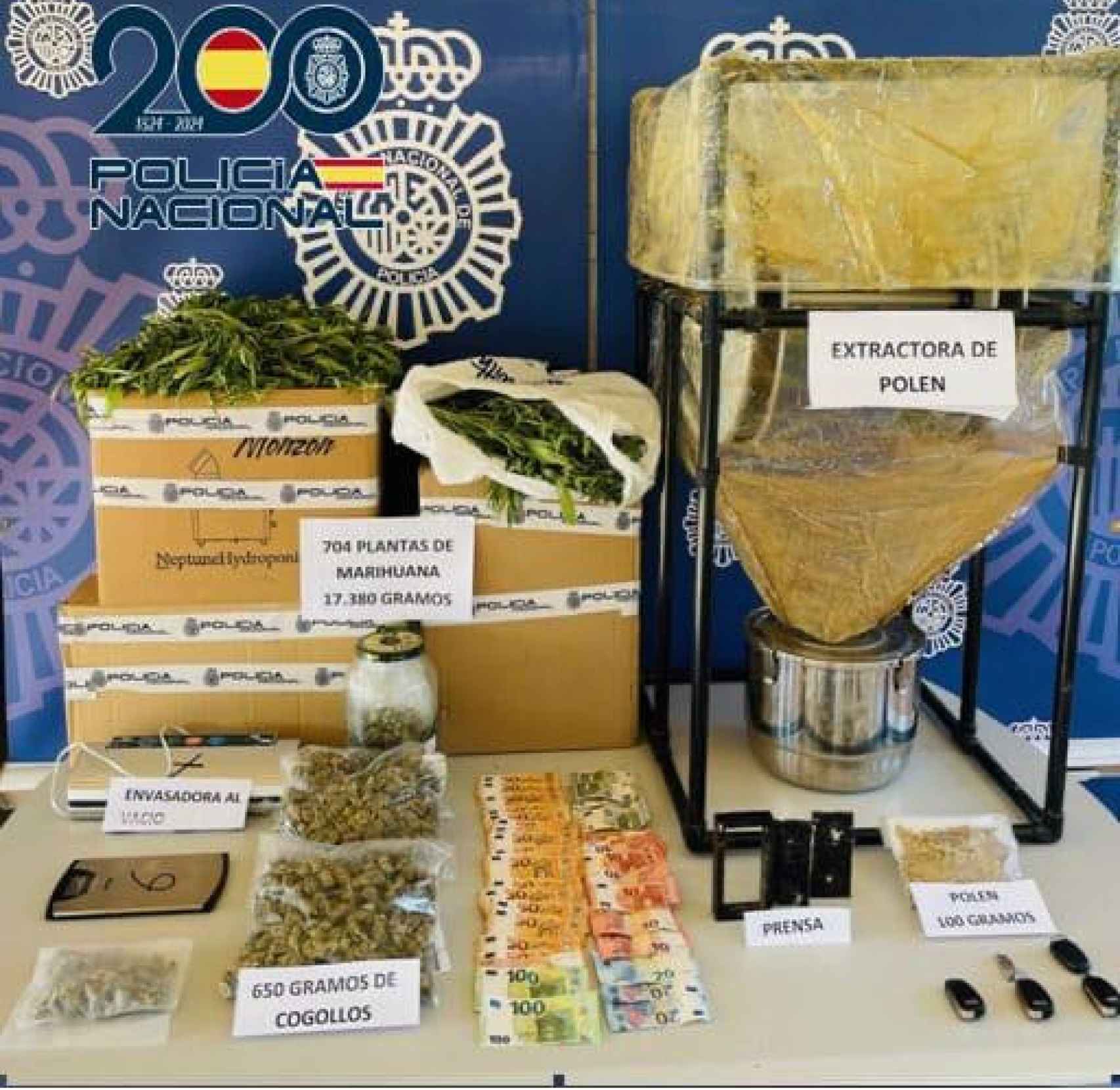 El dinero y la droga incautadas