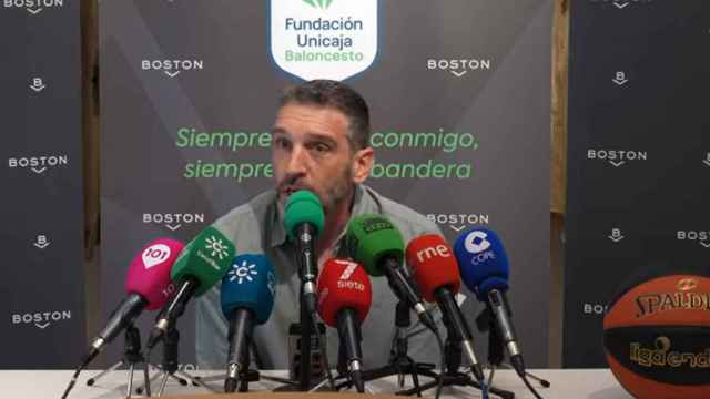 Una imagen de Ibon Navarro, en la rueda de prensa de esta mañana.