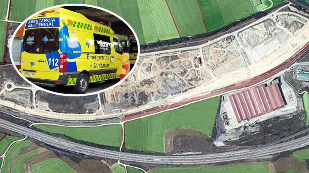 El polígono industrial de Pancorbo y una ambulancia