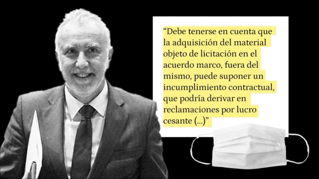 El expresidente de Canarias, Ángel Víctor Torres, y un extracto del email de INGESA al Servicio Canario de Salud.