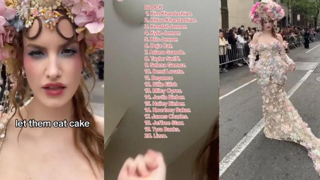 Haley Kalil, 'influencer' blanco de la inicivativa Blockout 2024, con su 'outfit' inspirado en María Antonieta.