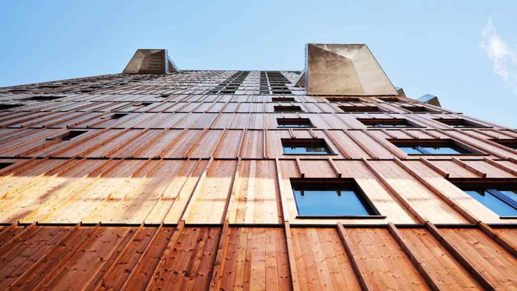 Fachada de madera del Vertikal Nydalen
