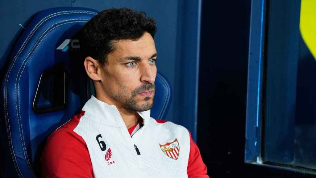 Jesús Navas, en el banquillo del Sevilla