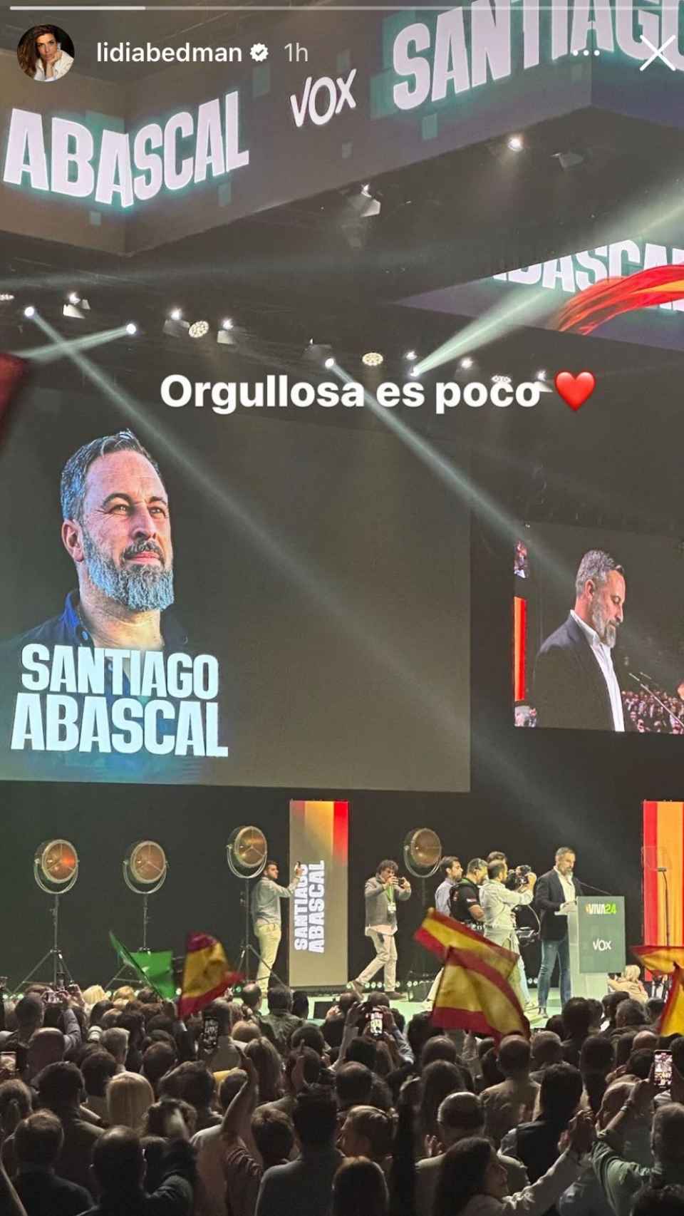 El mensaje de Lidia Bedman a Santiago Abascal.