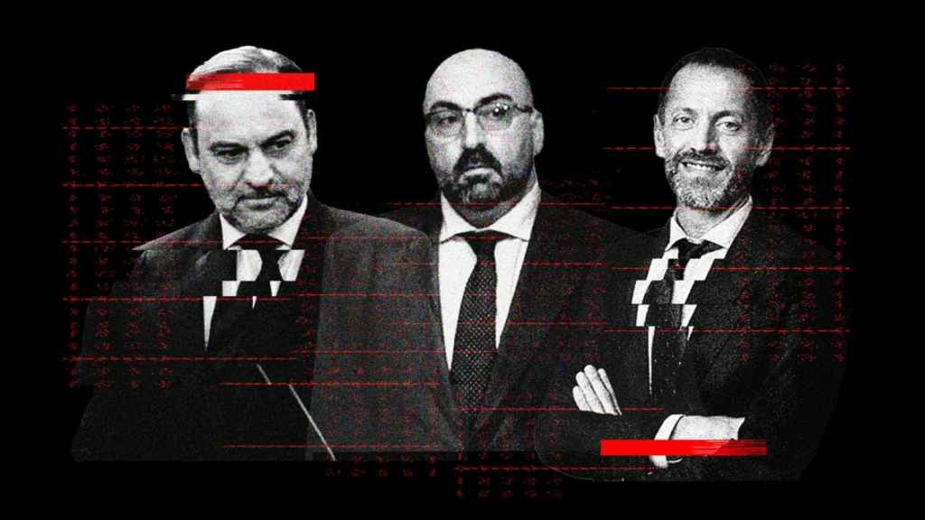 José Luis Ábalos, Koldo García Izaguirre y Ángel Contreras en un fotomontaje.