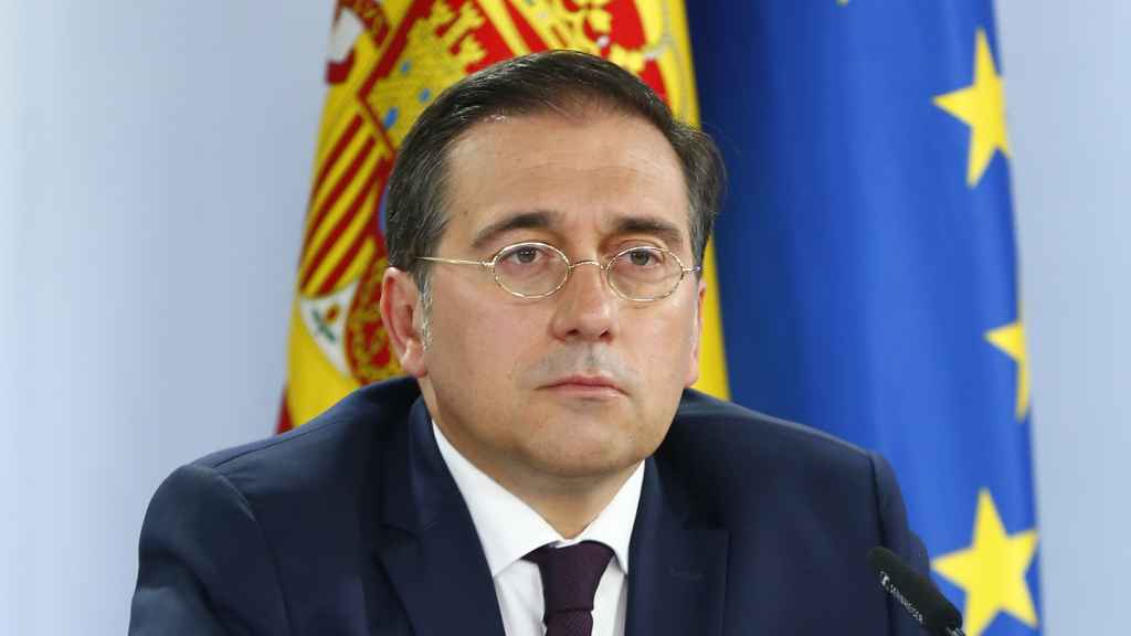 José Manuel Albares, ministro de Exteriores, este martes, en la rueda de prensa posterior al Consejo de Ministros.