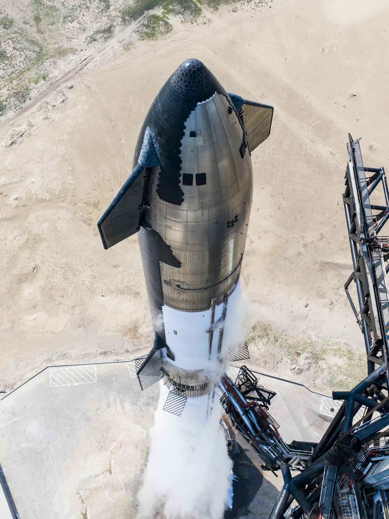 Starship sobre Super Heavy en el ensayo húmedo antes del cuarto vuelo