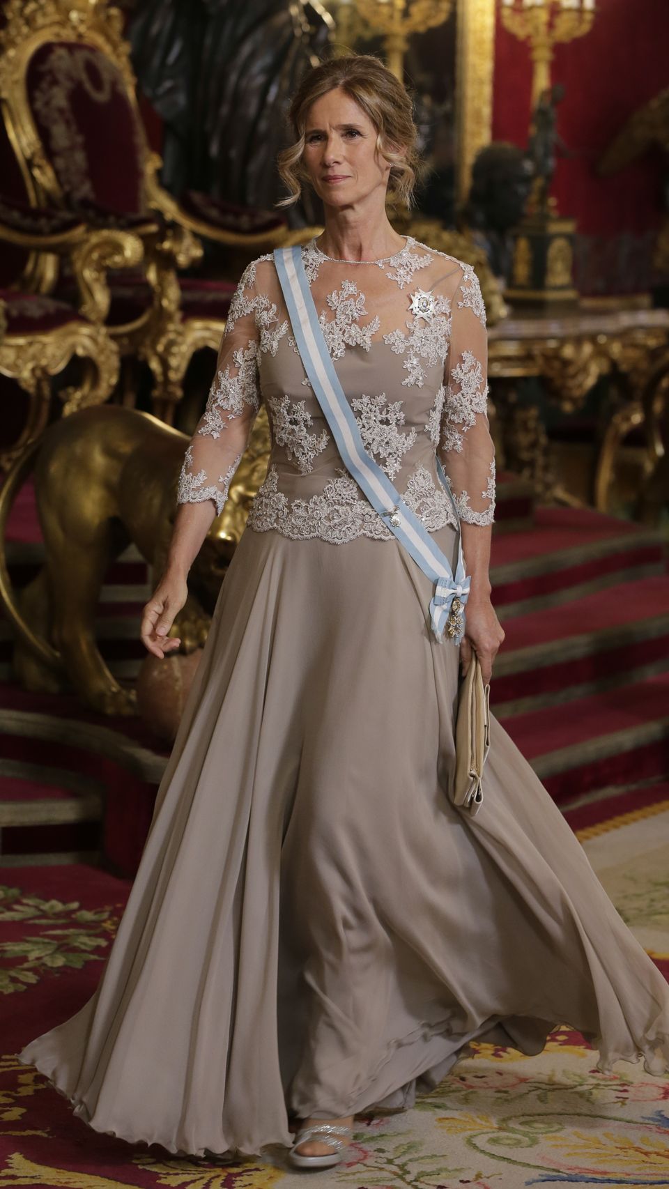 Cristina Garmendia en el Palacio Real durante la visita de Estado del presidente de Portugal a España en 2018.