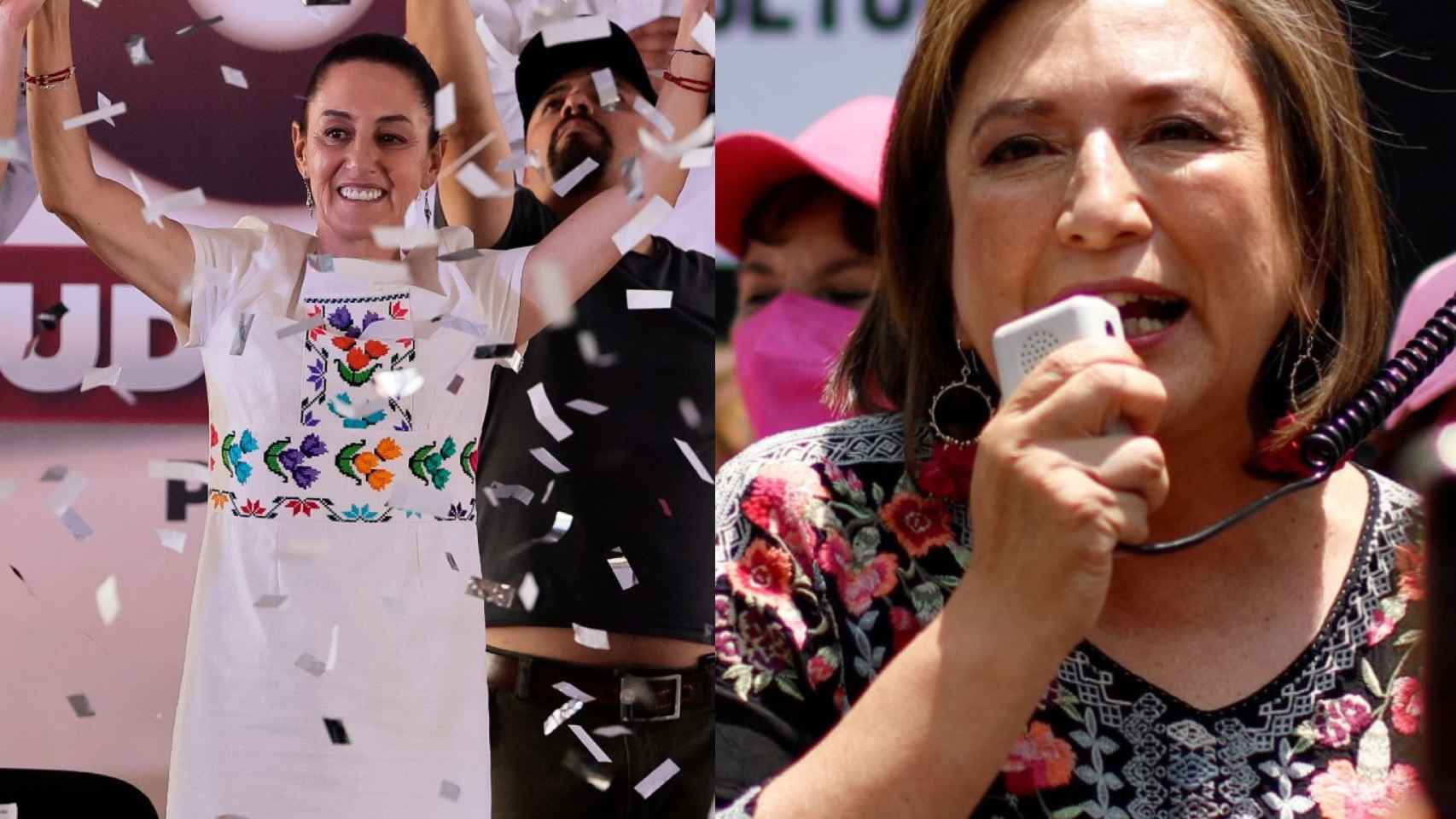 A la izquierda, la favorita a quedarse con las elecciones presidenciales de México, Claudia Sheinbaum. A la derecha, la candidata opositora Xochitl Gálvez.