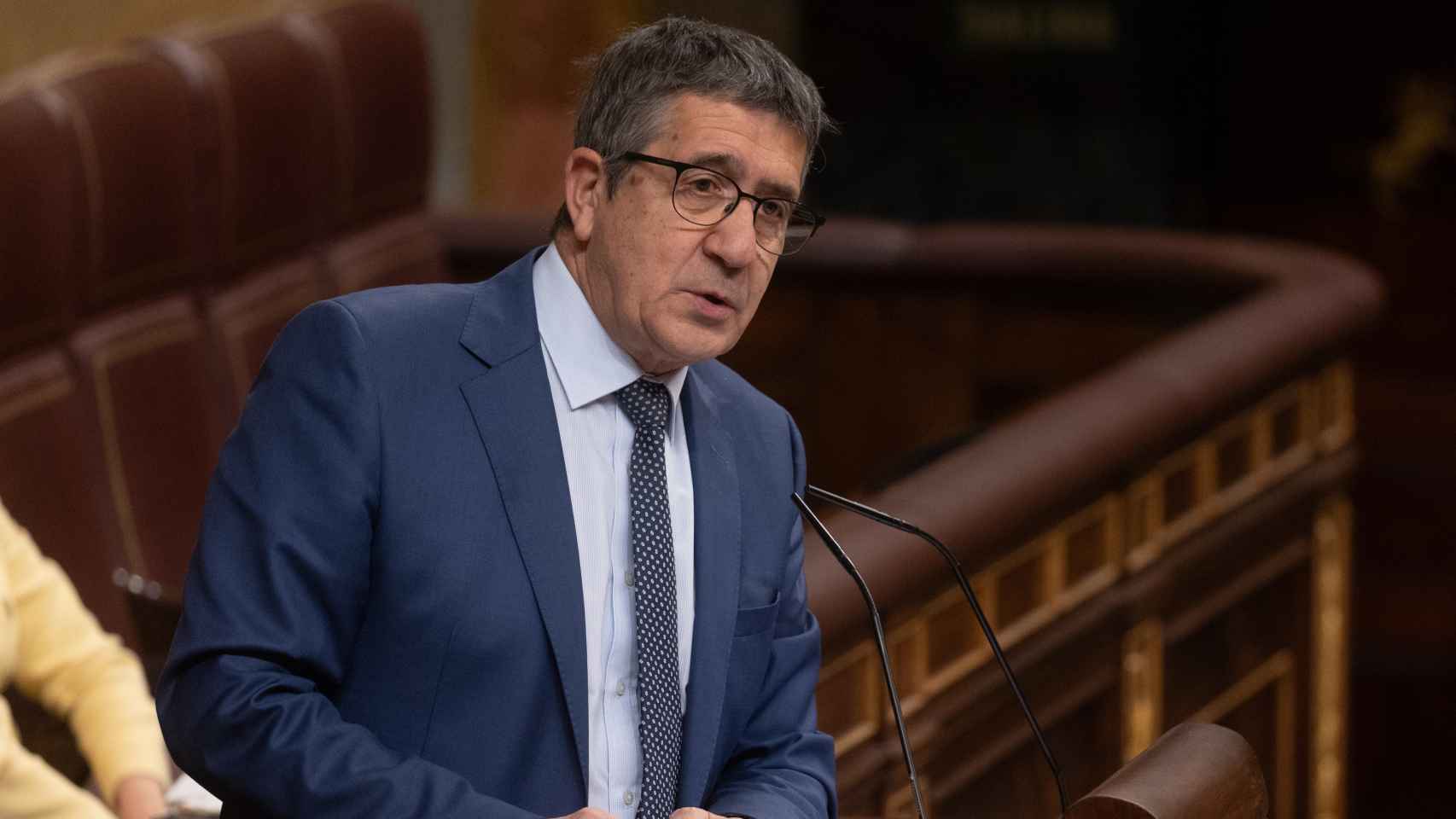 El portavoz del PSOE en el Congreso, Patxi López, durante el pleno del Congreso de este miércoles.