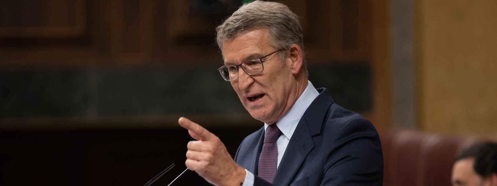 El presidente del PP, Alberto Núñez Feijóo, este miércoles en el Congreso.