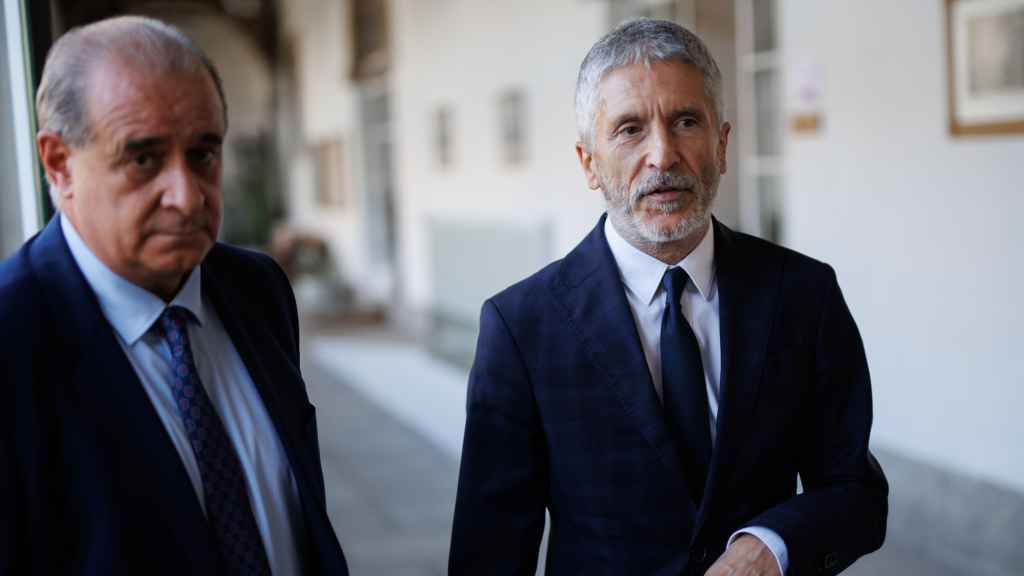 El director general de la Policía Nacional, Francisco Pardo Piqueras, y el ministro de Interior, Fernando Grande-Marlaska, en un acto de la Policía.