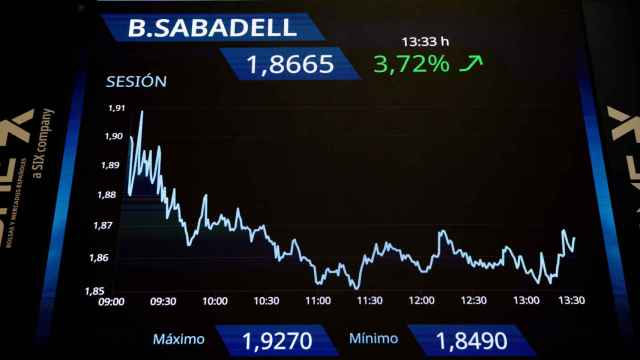 Un panel en el Palacio de la Bolsa, a 9 de mayo de 2024.