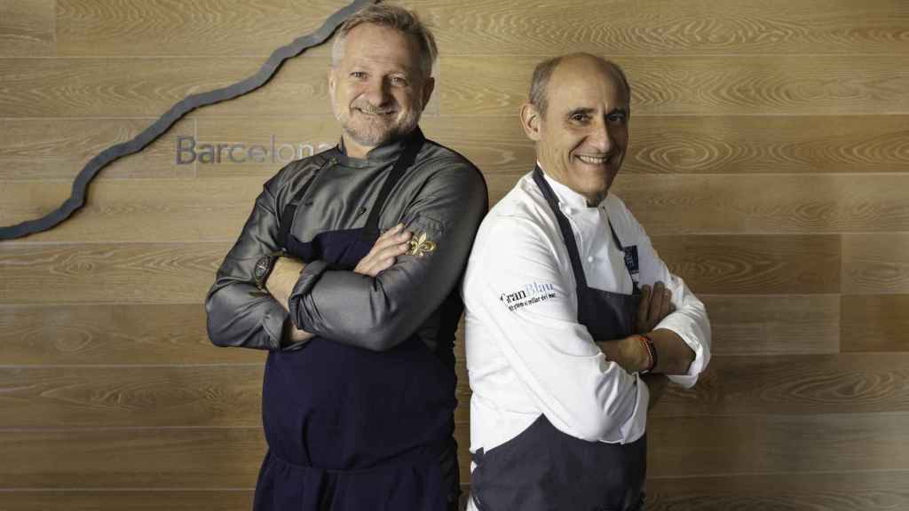 Pepe Vieira y Paco Pérez en la Enoteca del Hotel Arts.
