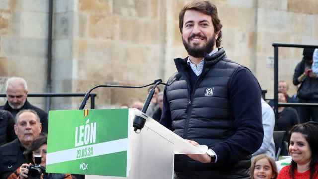 El vicepresidente de la Junta, Juan García-Gallardo, esta tarde en León
