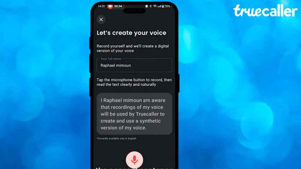 Truecaller al clonar la voz del usuario