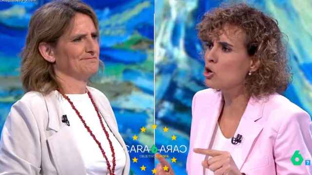 Teresa Ribera, candidata del PSOE, y Dolors Montserrat, número uno del PP para las elecciones europeas.