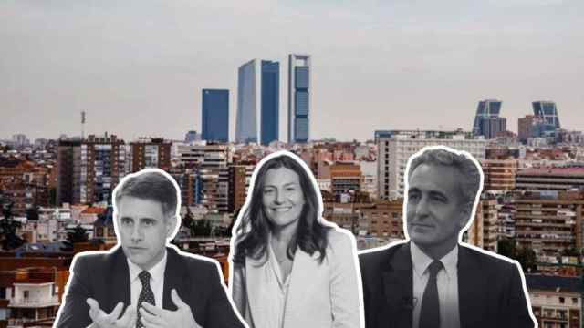 Luis Megías (BlackRock), Laura Román (Robeco) y Sebastián Velasco (Fidelity), los CEO en España de estas tres gestoras.