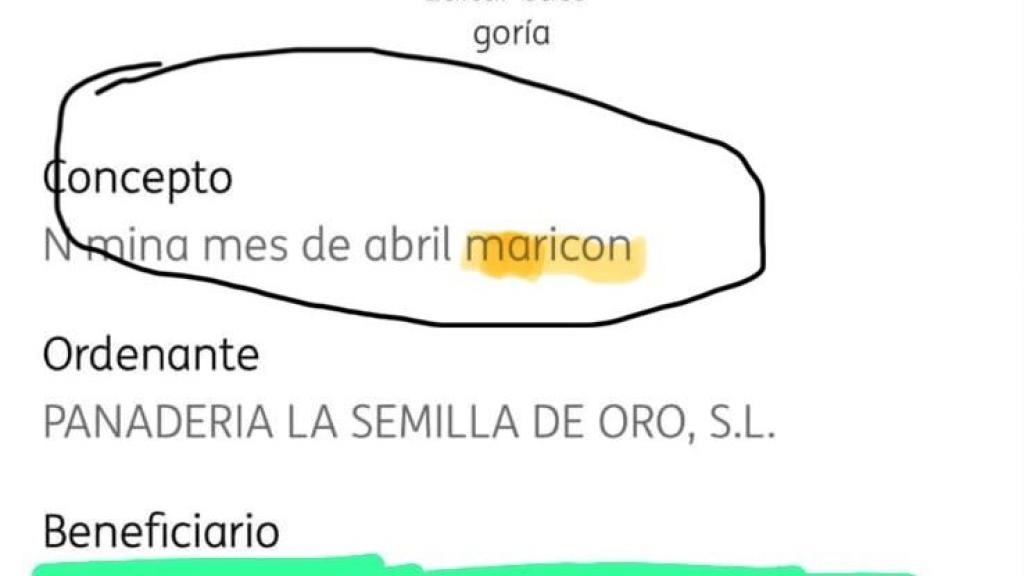 Imagen del ingreso de la nómina a un trabajador de una panadería de Málaga.