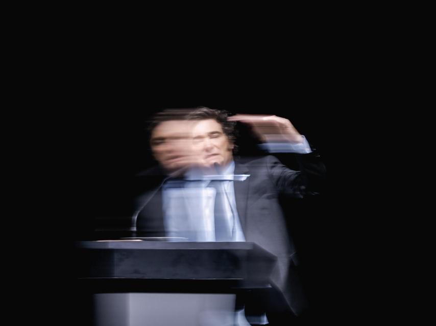 Javier Milei, en la presentación de su libro 'Capitalismo, socialismo y la trampa neoclásica', en Buenos Aires.