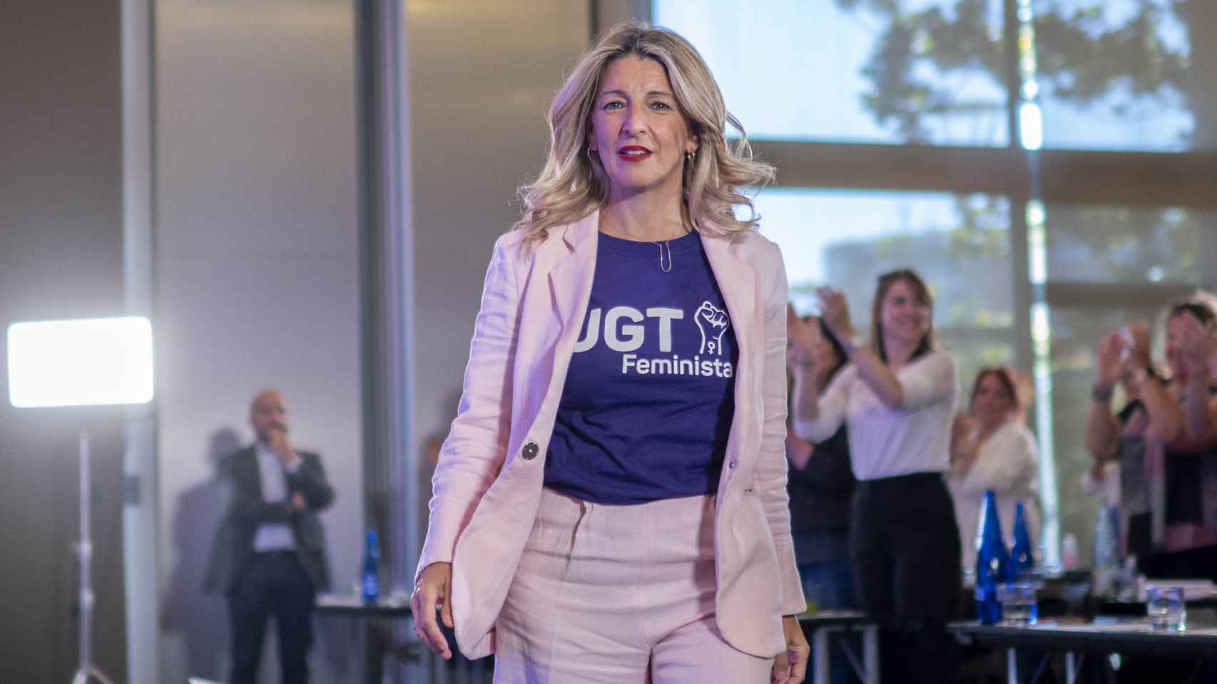 La vicepresidenta segunda y ministra de Trabajo y Economía Social, Yolanda Díaz, este viernes.