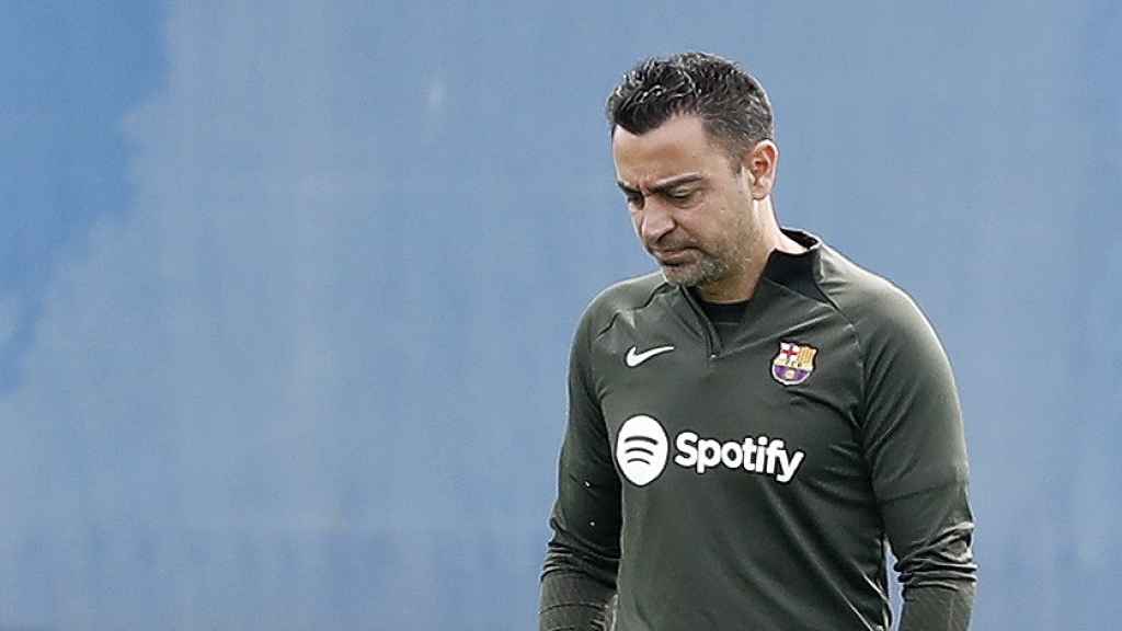 Xavi Hernández, en un entrenamiento del FC Barcelona