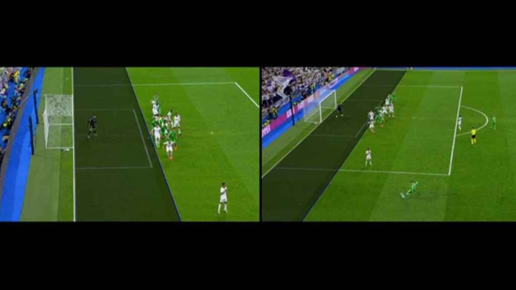 Imagen del fuera de juego de Marc Roca en el gol anulado al Betis.